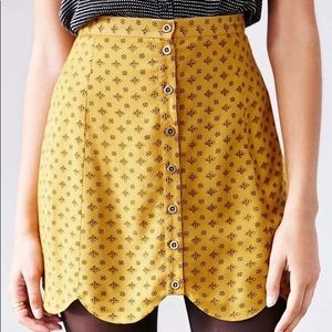 Urban Outfitters Scalloped Yellow Floral Skirt